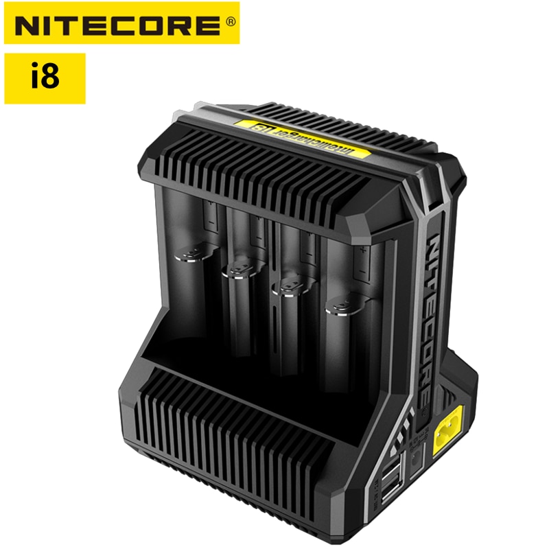 Nitecore i8 지능형 충전기 8 슬롯 총 4A 출력 IMR18650 용 스마트 충전기 16340 10440 AA AAA 14500 26650 및 USB 장치